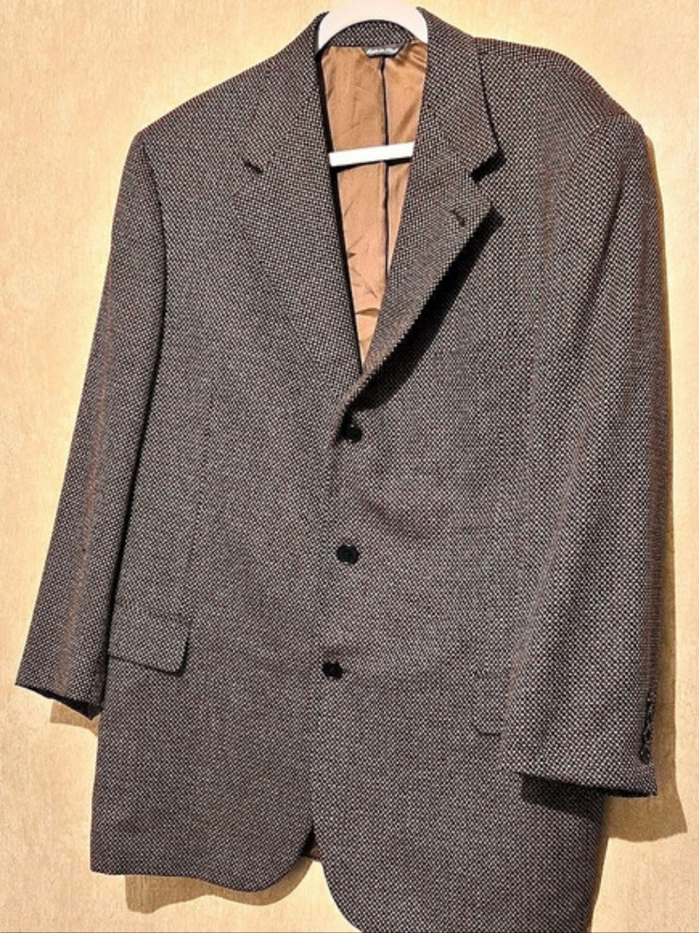 Zanella 1021102R Men's Silk Wool Blazer Black And Gold Size 44